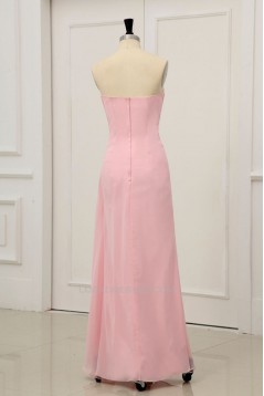 Split-Front Sweetheart Beaded Long Pink Chiffon Prom Evening Formal Dresses ED011156