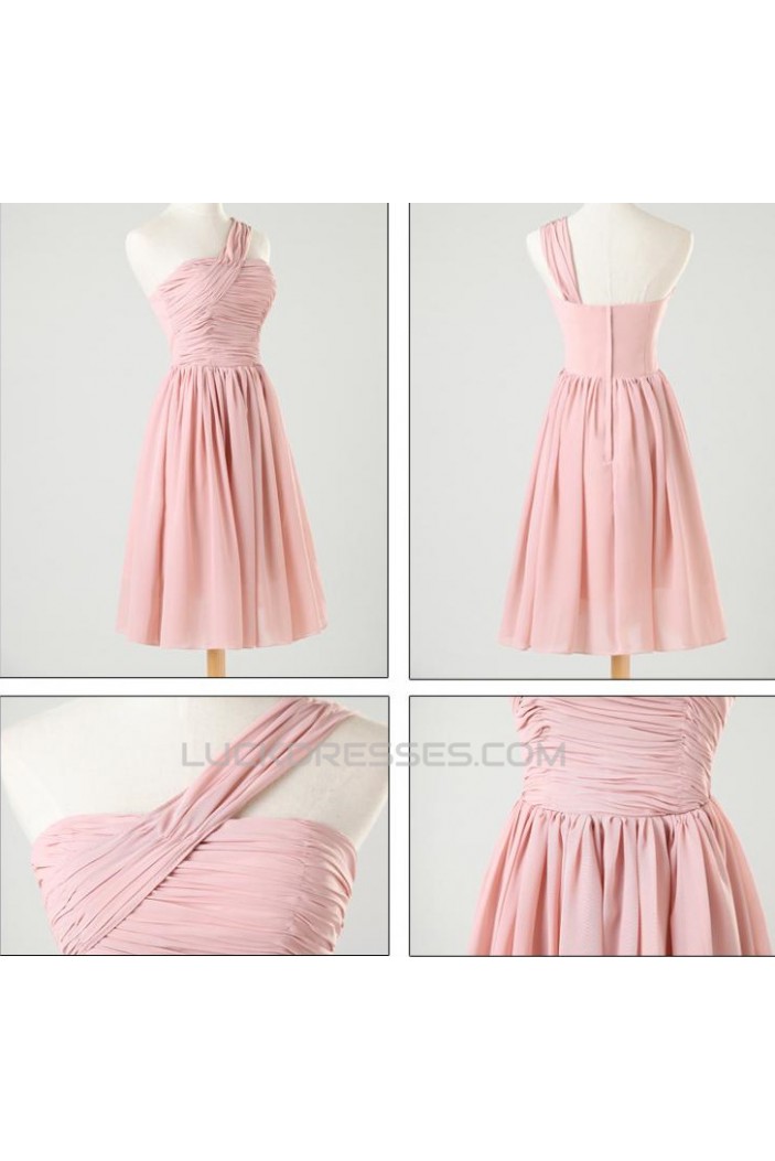 A-Line Short Pink Chiffon Prom Evening Formal Bridesmaid Dresses ED011202