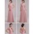 A-Line V-Neck Long Pink Chiffon Prom Evening Formal Bridesmaid Dresses ED011204