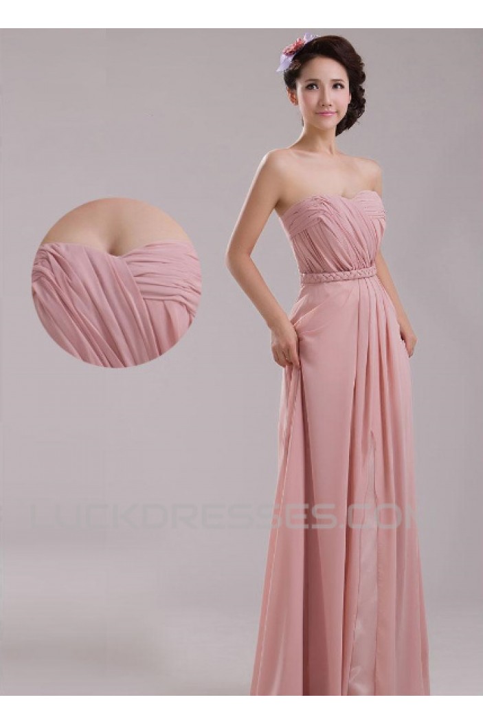 A-Line Long Pink Chiffon Prom Evening Formal Dresses ED011208