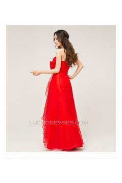 A-Line Strapless Beaded Long Red Prom Evening Formal Dresses ED011223