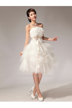 Strapless Short White Beaded Prom Evening Formal Dresses ED011225