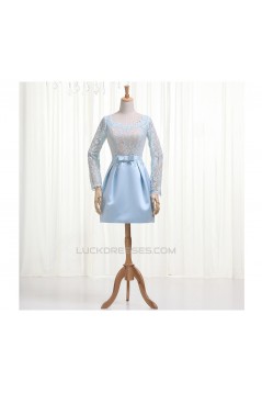 Short Long Sleeve Lace and Satin Prom Evening Formal Dresses ED011241