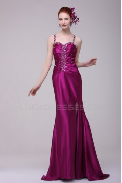 Long Purple Beaded Spaghetti Strap Prom Evening Formal Party Dresses ED010126