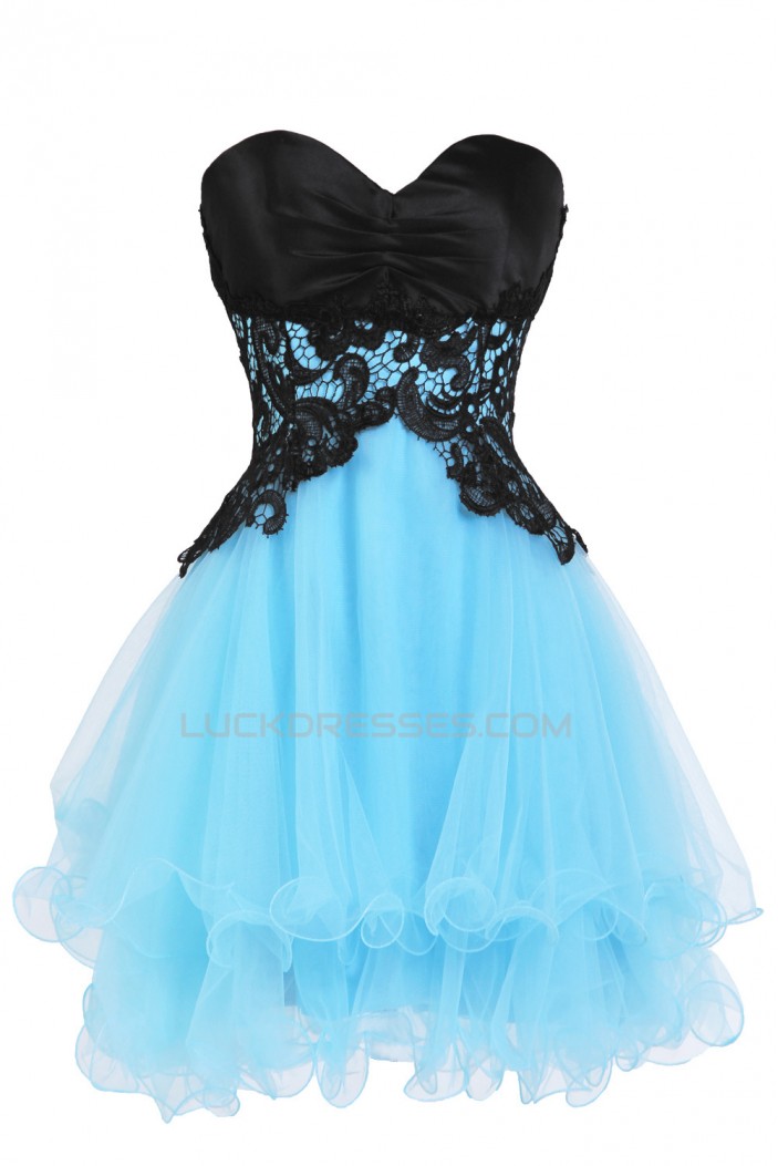 Modest Sweetheart Short Black Blue Prom Evening Cocktail Dresses ED011267