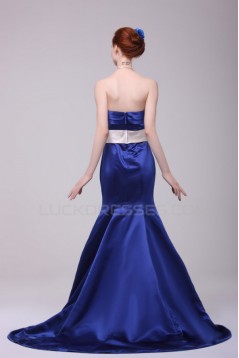 Trumpet/Mermaid Strapless Long Blue Prom Evening Formal Party Dresses ED010127