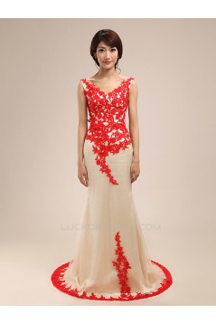 Trumpet/Mermaid V-Neck Long Prom Evening Formal Dresses ED011276