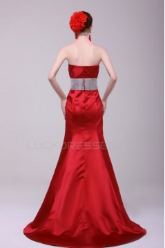 Trumpet/Mermaid Strapless Long Red Prom Evening Formal Party Dresses ED010129