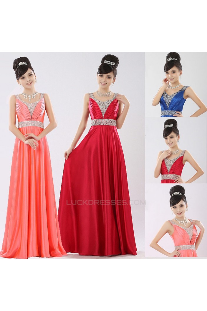 A-Line Beaded Long Prom Evening Formal Dresses ED011304