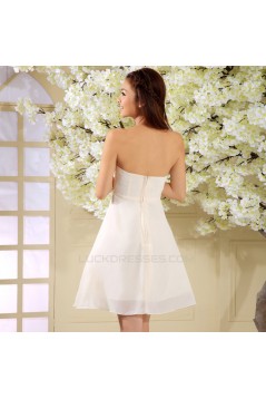 A-Line Strapless Beaded Short Chiffon Prom Evening Formal Dresses ED011318