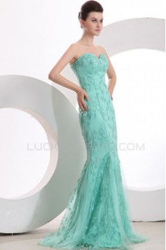 Trumpet/Mermaid Long Blue Prom Evening Formal Party Dresses ED010132