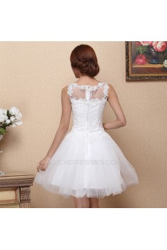 A-Line Bateau Short White Prom Evening Formal Dresses ED011320
