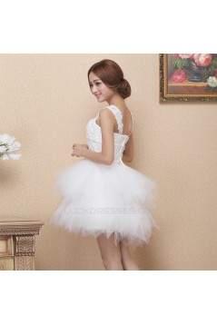 Short/Mini Straps Beaded White Prom Evening Formal Dresses ED011321