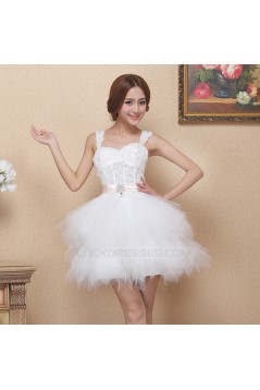 Short/Mini Straps Beaded White Prom Evening Formal Dresses ED011321