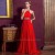 A-Line Halter Beaded Long Red Chiffon Prom Evening Formal Dresses ED011332