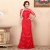 Trumpet/Mermaid Half Sleeve Long Red Prom Evening Formal Dresses ED011369