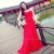 A-Line Spaghetti Strap Pleated Long Red Chiffon Prom Evening Formal Dresses ED011370