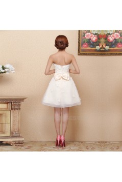 A-Line Strapless Short White Prom Evening Formal Bridesmaid Dresses ED011377