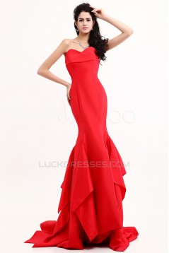 Trumpet/Mermaid Sweetheart Long Red Prom Evening Formal Dresses ED011381