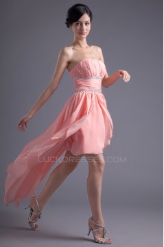High Low Strapless Short Beaded Prom Evening Bridesmaid Dresses ED011388