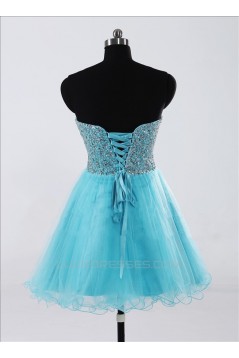 A-Line Sweetheart Short/Mini Beaded Tulle Prom Evening Cocktail Dresses ED011443