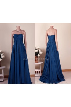 Empire Strapless Long Blue Chiffon Prom Evening Maternity Evening Dresses ED011461