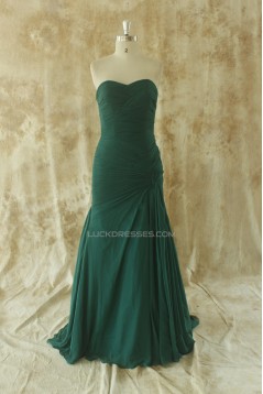 A-Line Sweetheart Pleated Long Chiffon Prom Evening Formal Dresses ED011512