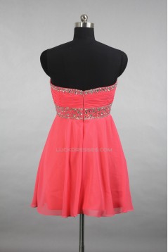 A-Line Sweetheart Beaded Short Chiffon Prom Evening Cocktail Dresses ED011517