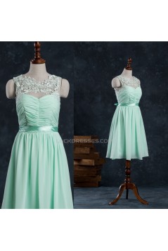A-Line Short Lace and Chiffon Prom Evening Bridesmaid Formal Dresses ED011519