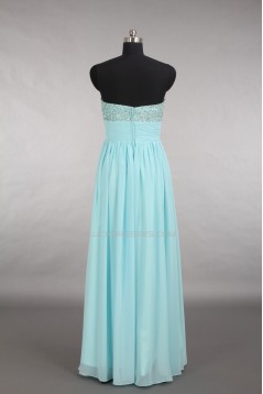 A-Line Sweetheart Beaded Long Blue Chiffon Prom Evening Formal Dresses ED011525