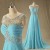 Elegant A-Line Beaded Long Blue Chiffon Prom Evening Formal Dresses ED011533