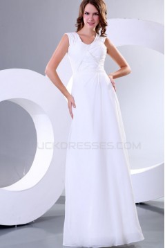 Long White Chiffon Prom Evening Formal Party Dresses ED010155