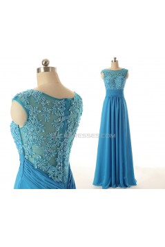A-Line Jewel Long Applique and Chiffon Prom Evening Formal Dresses ED011562