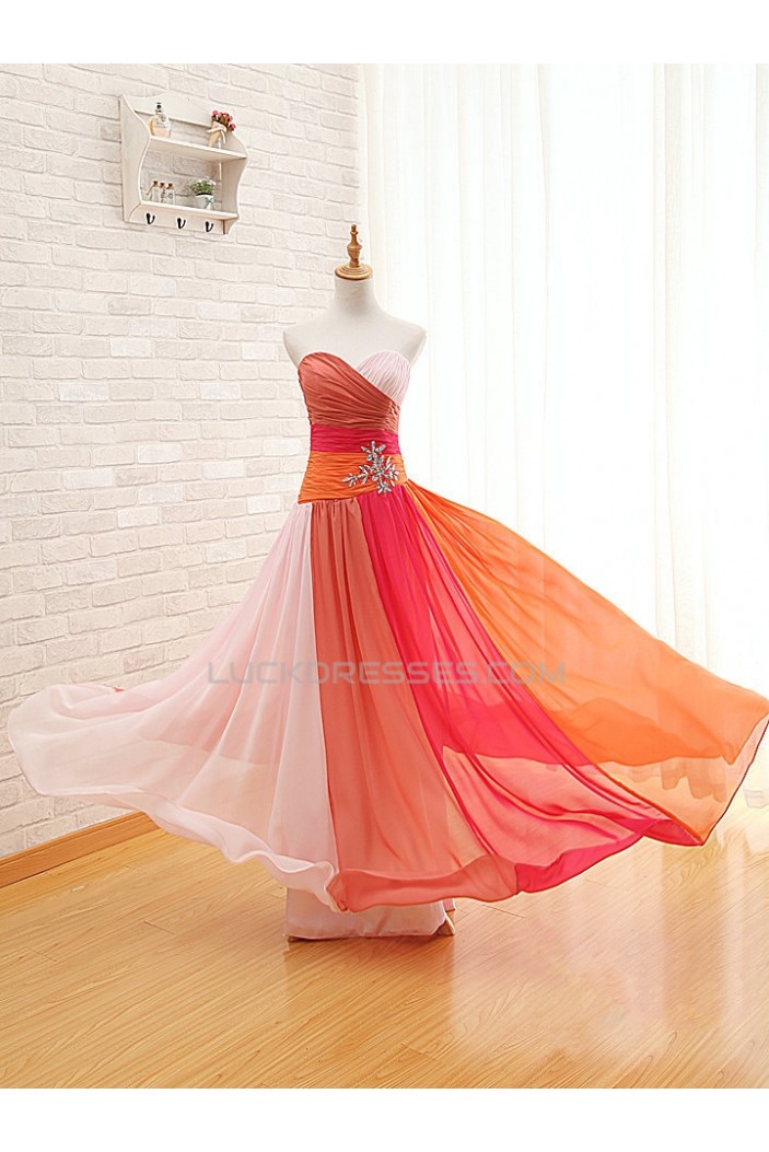 A-Line Sweetheart Long Chiffon Prom Evening Formal Dresses ED011565