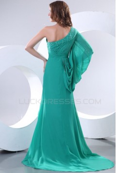 One-Shoulder Beaded Long Chiffon Prom Evening Formal Party Dresses ED010157
