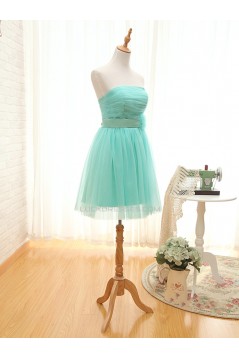 A-Line Strapless Short Tulle Prom Evening Formal Bridesmaid Dresses ED011577