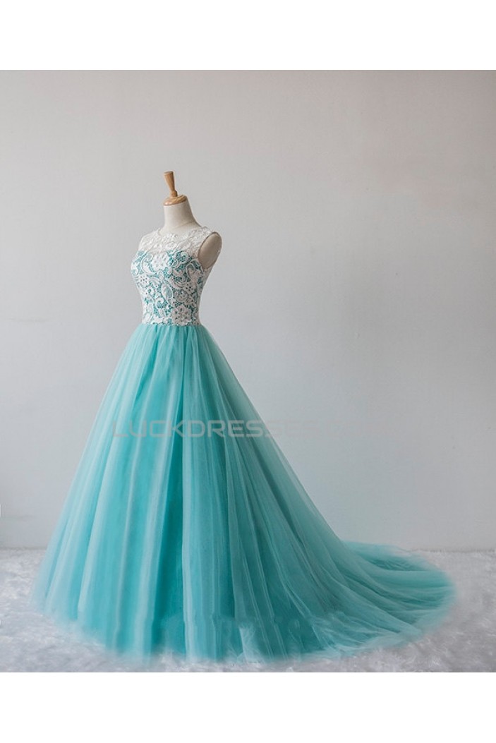 A-Line Lace and Tulle Long Prom Evening Formal Dresses ED011601