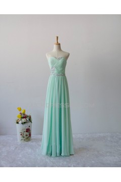 A-Line Sweetheart Beaded Mint Green Long Chiffon Prom Evening Formal Dresses ED011602