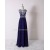 A-Line Beaded Long Blue Chiffon Prom Evening Formal Dresses ED011603