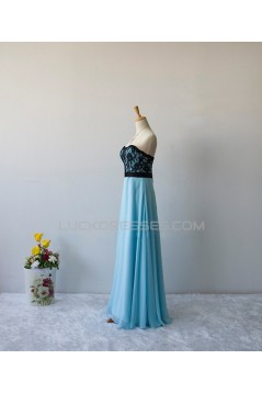 A-Line Strapless Lace and Chiffon Long Prom Evening Formal Dresses ED011608