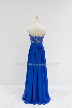 A-Line Strapless Beaded Applique and Chiffon Long Prom Evening Formal Dresses ED011609