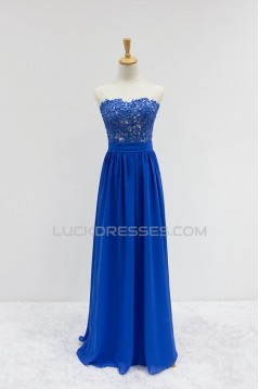 A-Line Strapless Beaded Applique and Chiffon Long Prom Evening Formal Dresses ED011609