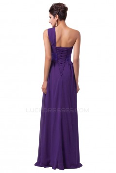 A-Line One-Shoulder Long Chiffon Prom Evening Bridesmaid Dresses ED011621