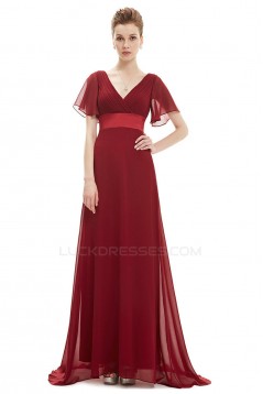 A-Line V-Neck Long Chiffon Mother of the Bride Dresses Evening Formal Dresses ED011635