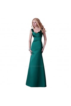 Long Green Satin Prom Evening Bridesmaid Dresses ED011646