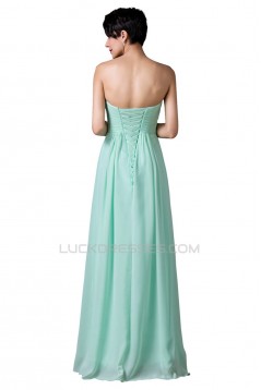 A-Line Sweetheart Long Mint Green Chiffon Prom Evening Bridesmaid Dresses ED011648