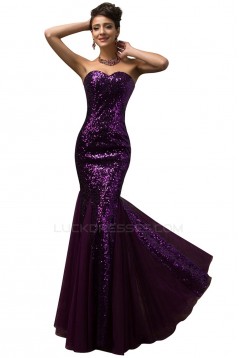 Trumpet/Mermaid Sweetheart Sequins and Tulle Long Prom Evening Formal Dresses ED011653