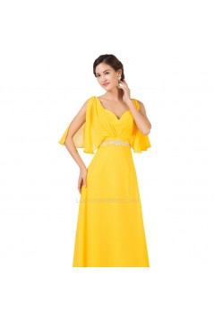 A-Line Beaded Long Yellow Chiffon Prom Evening Formal Dresses ED011655