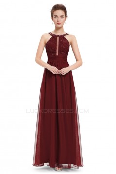 A-Line Lace and Chiffon Long Prom Evening Formal Dresses ED011669