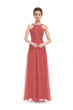 A-Line Lace and Chiffon Long Prom Evening Formal Dresses ED011669